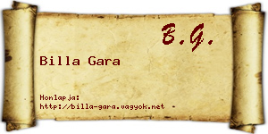 Billa Gara névjegykártya